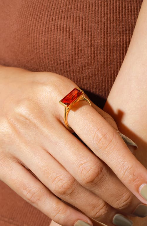 Ys Gems Emerald Cut Garnet Solitaire Ring In Gold
