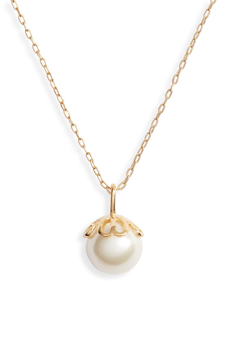 pearlette mini pendant necklace, Main, color, WHITE