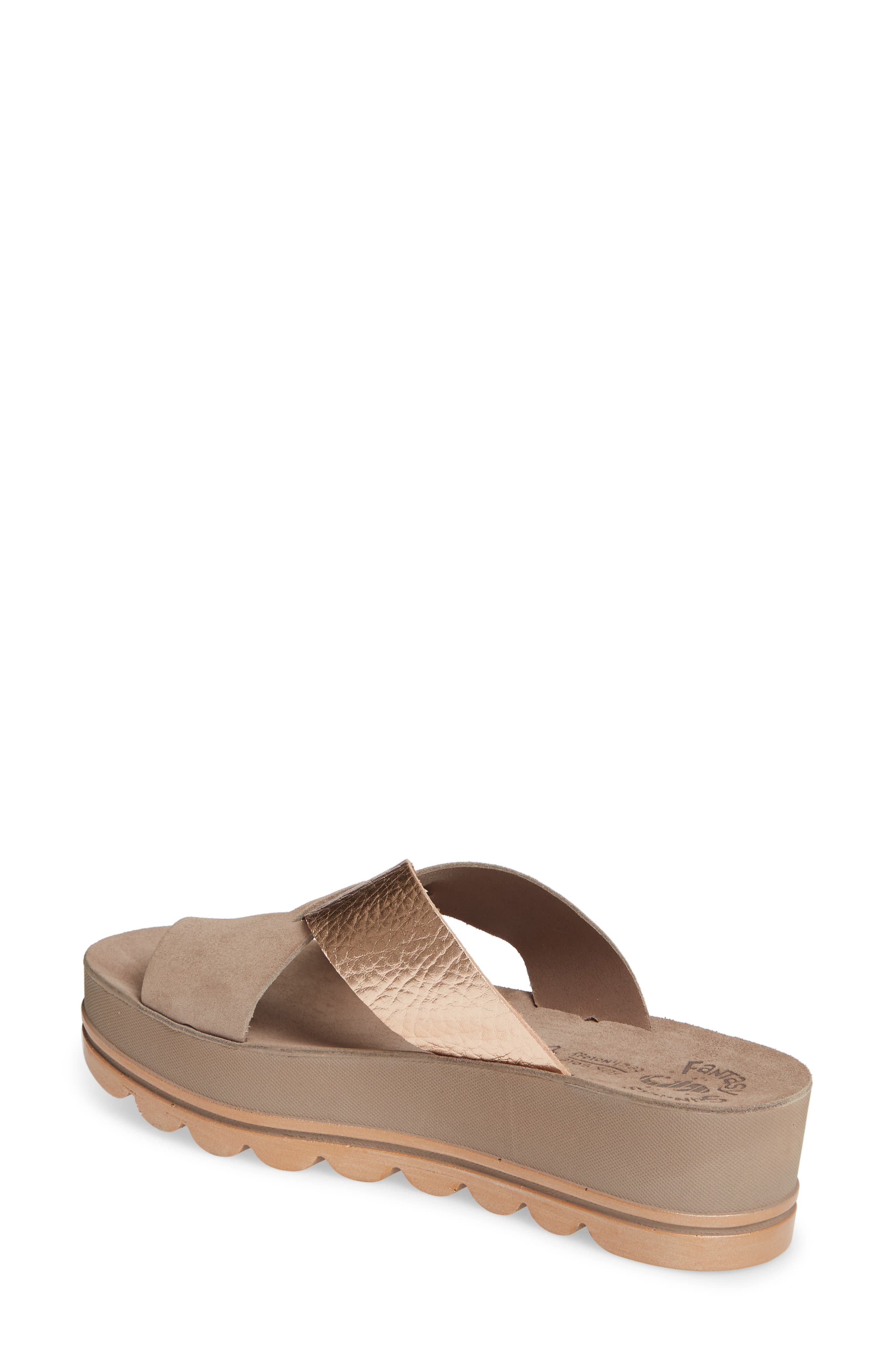 Clara Fantasy Slide Sandal, Alternate, color, COFFEE/ ROSE GOLD LEATHER