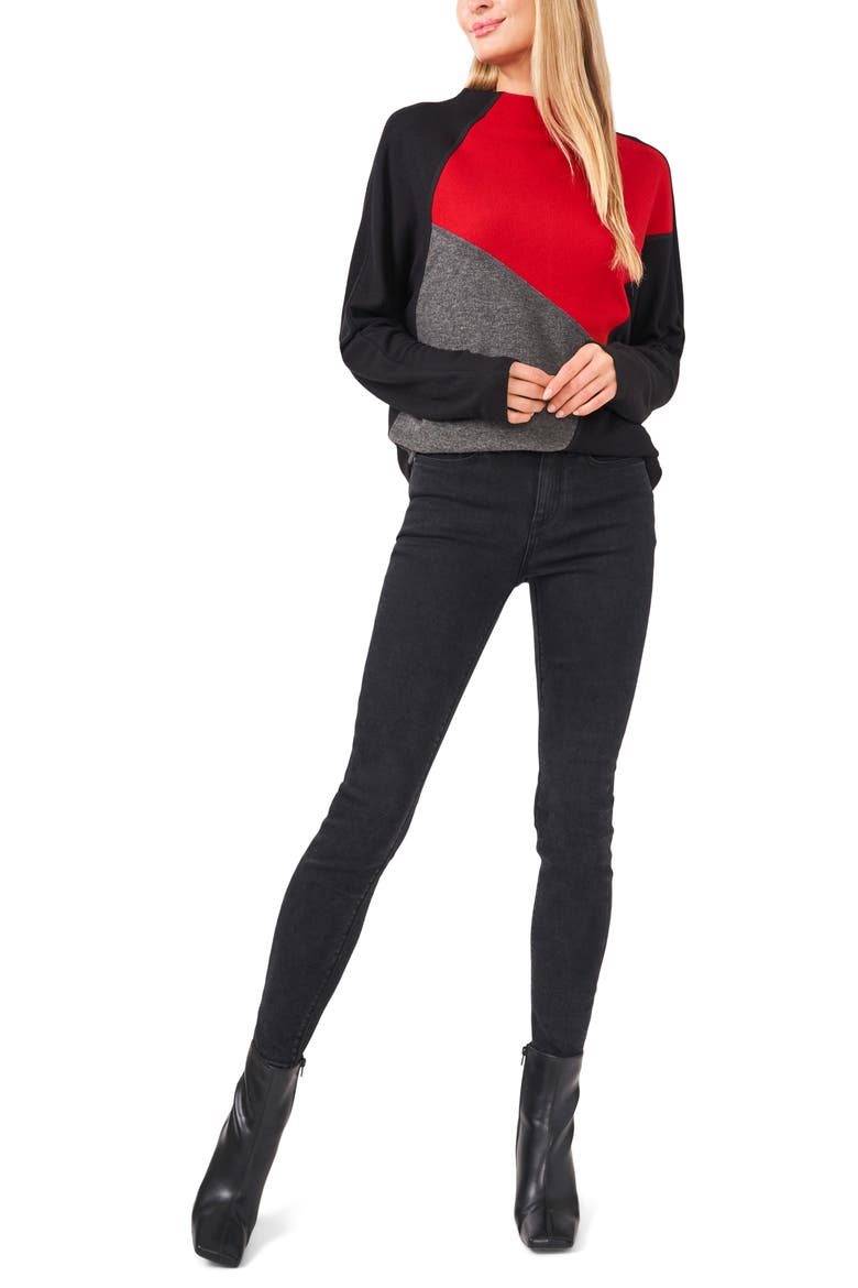 Colorblock Sweater, Alternate, color, RICH BLACK