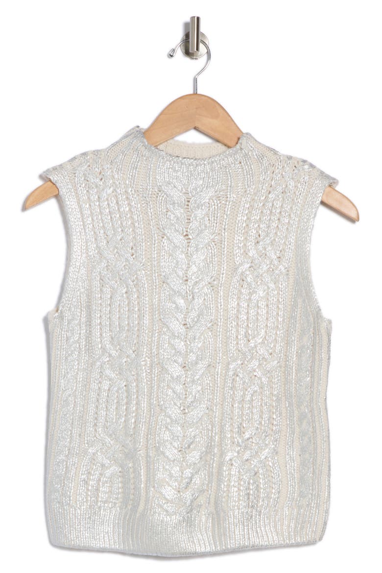 Metallic Sweater Vest, Alternate, color, ANTIQUE WHITE