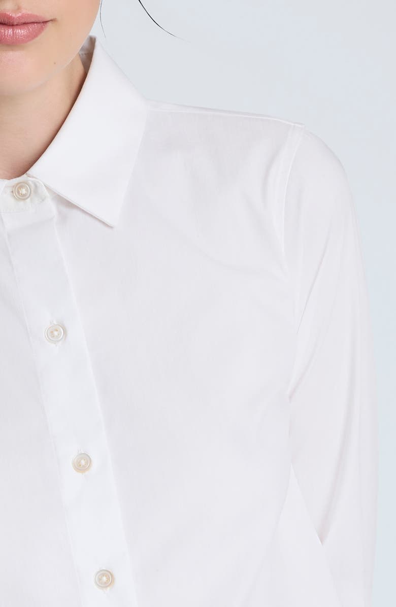 Kenneth Cole Shaped Cotton Blend Button-Up Shirt, Alternate, color, Pure White