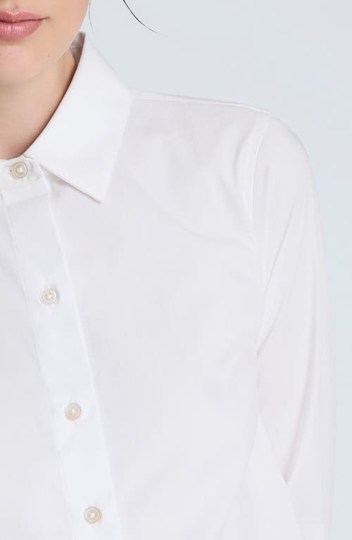 Kenneth Cole Shaped Cotton Blend Button-up Shirt In White