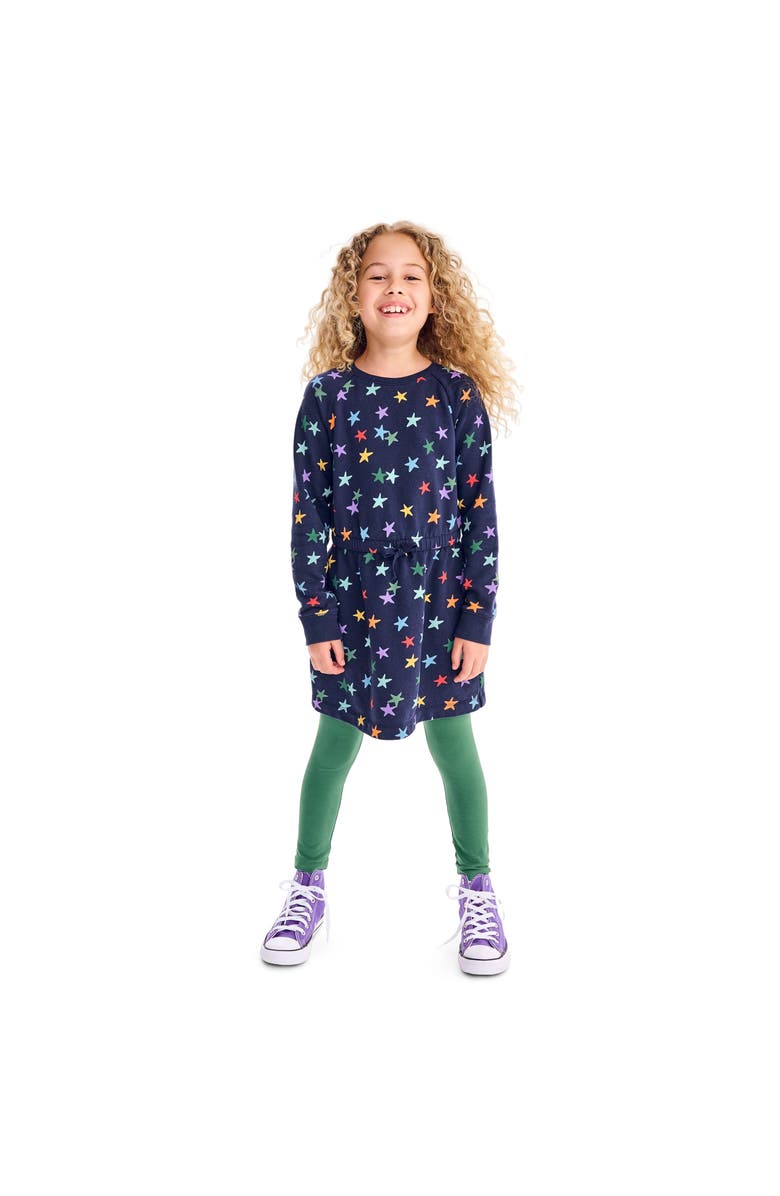 Primary Sweatshirt Dress In Rainbow Confetti Stars, Alternate, color,