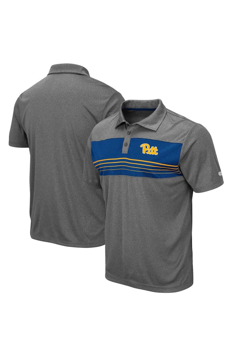 COLOSSEUM Men's Colosseum Heathered Charcoal Pitt Panthers Smithers Polo, Main, color,