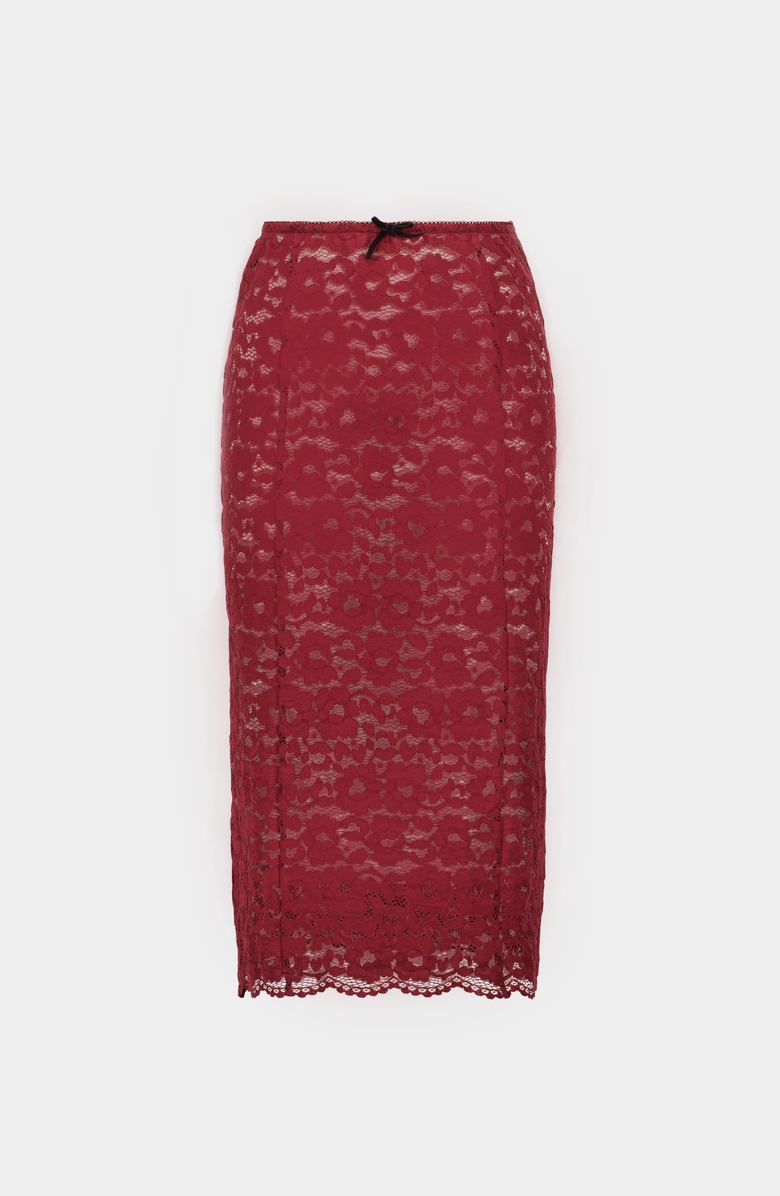 SAEMDI Lace Pen Skirt, Main, color, Burgundy