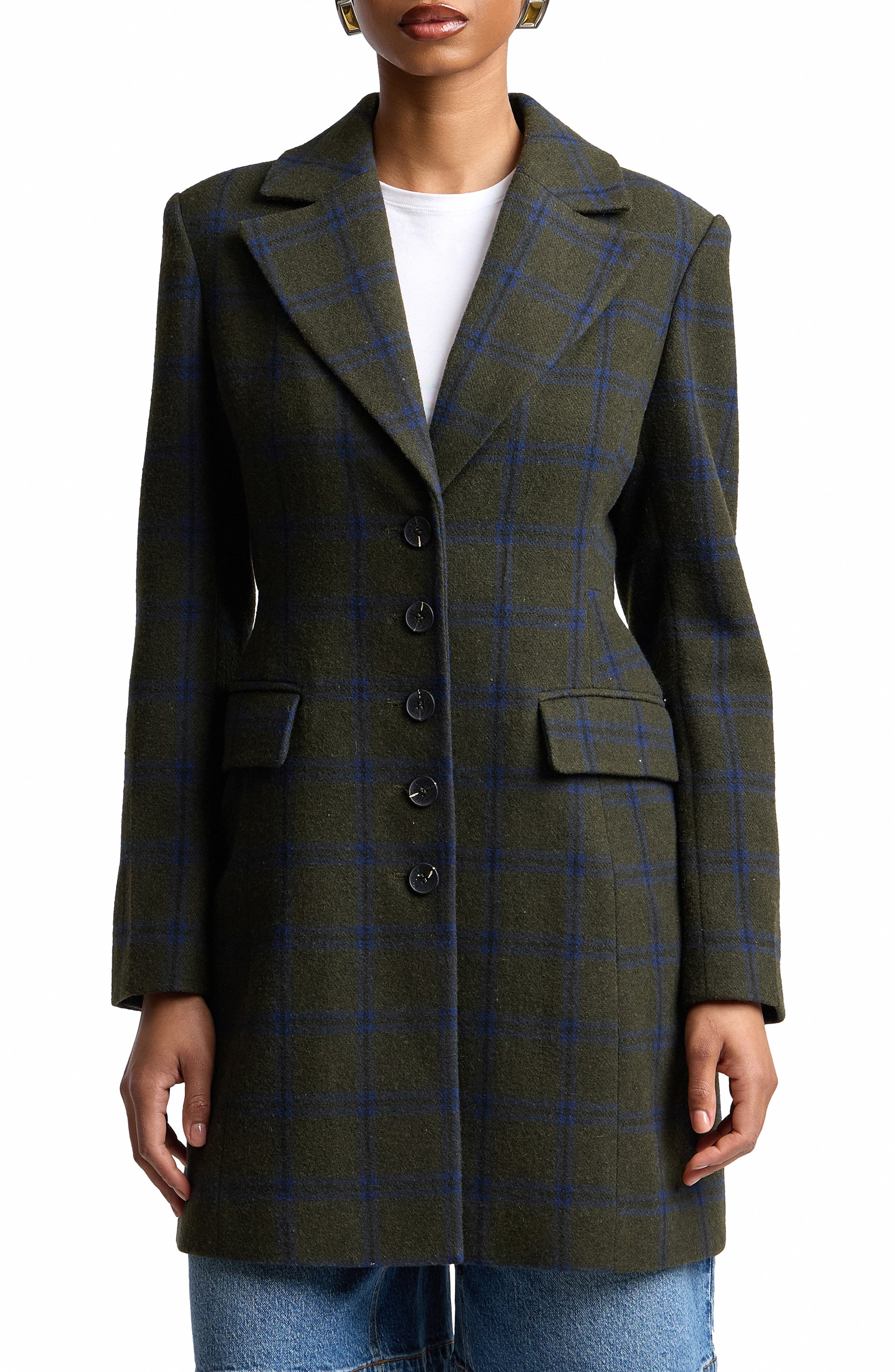 selected OLIVE-BLUE PLAID