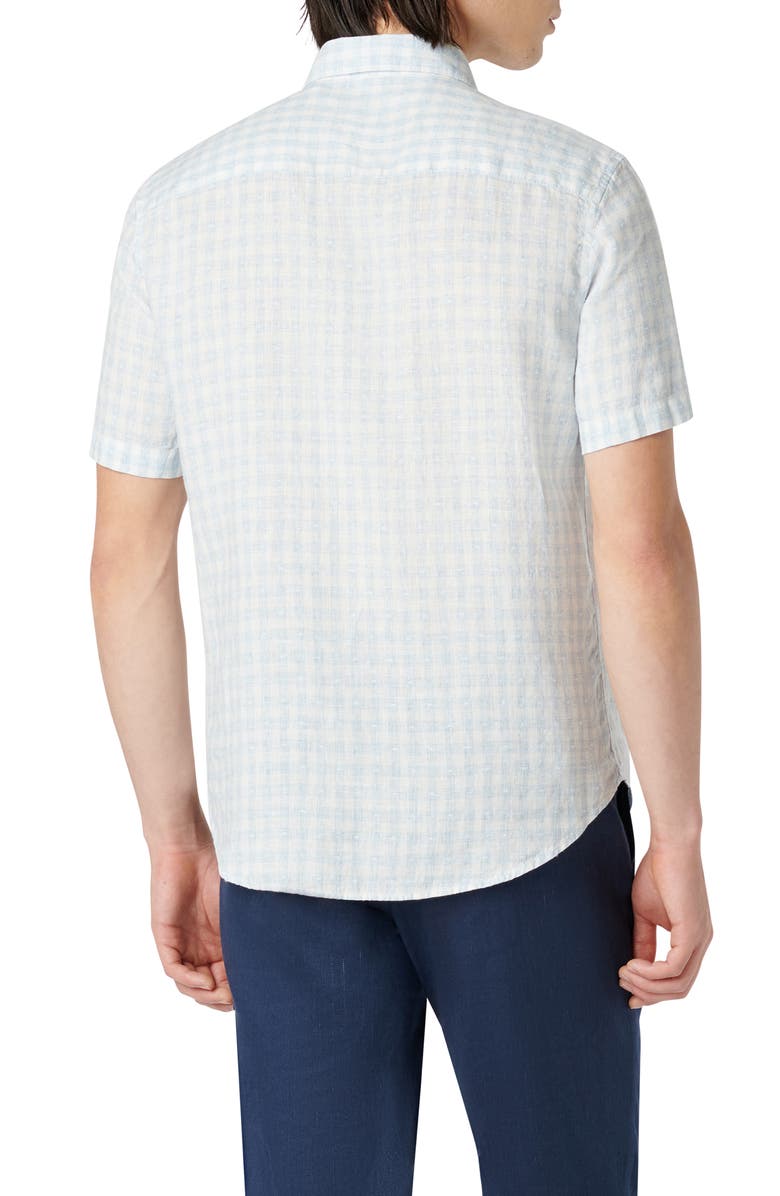 Bugatchi Orson Short Sleeve Linen Button-Up Shirt, Alternate, color, 