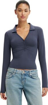 Cotton On Women's Henley Long Sleeve Polo