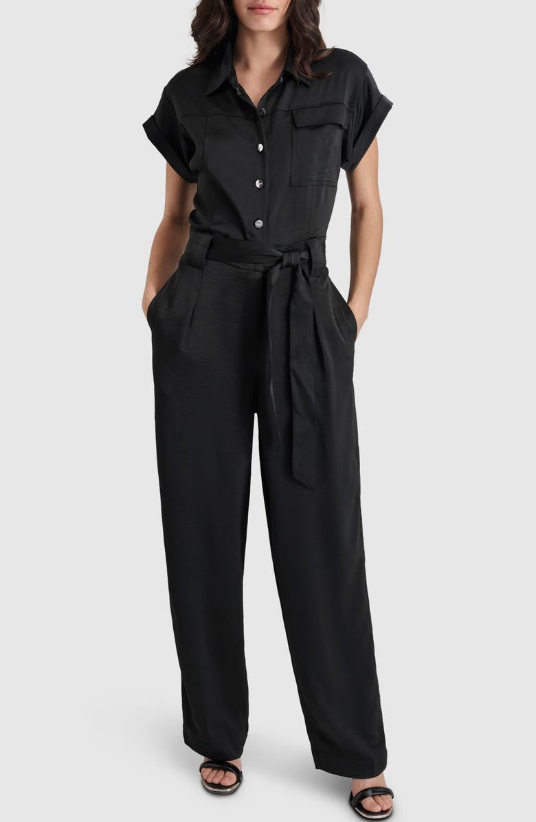 DKNY Short Sleeve Utility Jumpsuit, Main, color, 