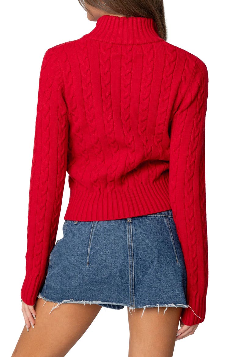 Ryn Cable Zip Sweater, Alternate, color, RED