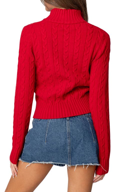 Edikted Ryn Cable Zip Sweater In Red