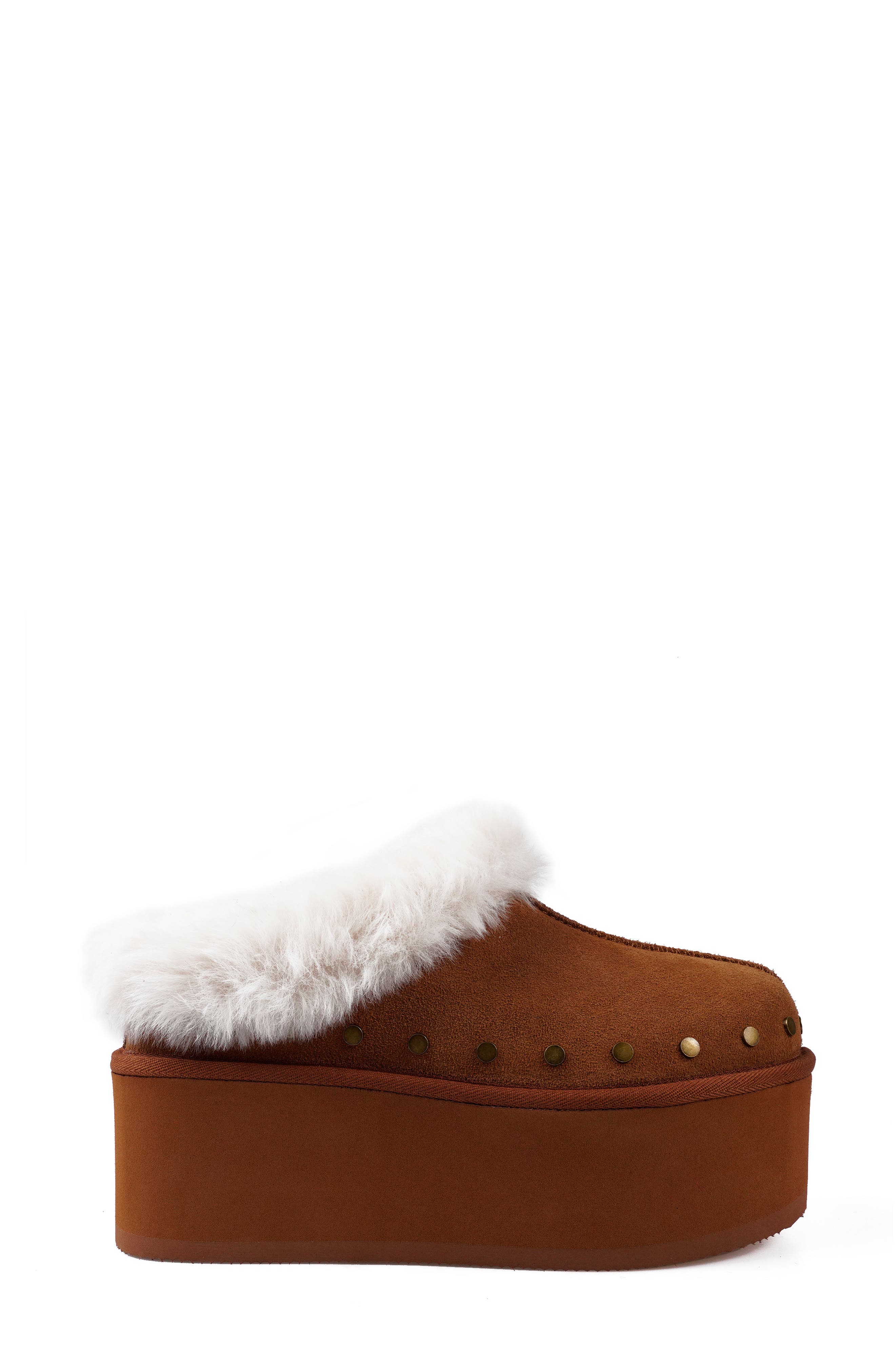 Sabi Faux Fur Platform Clog, Alternate, color, BEIGE