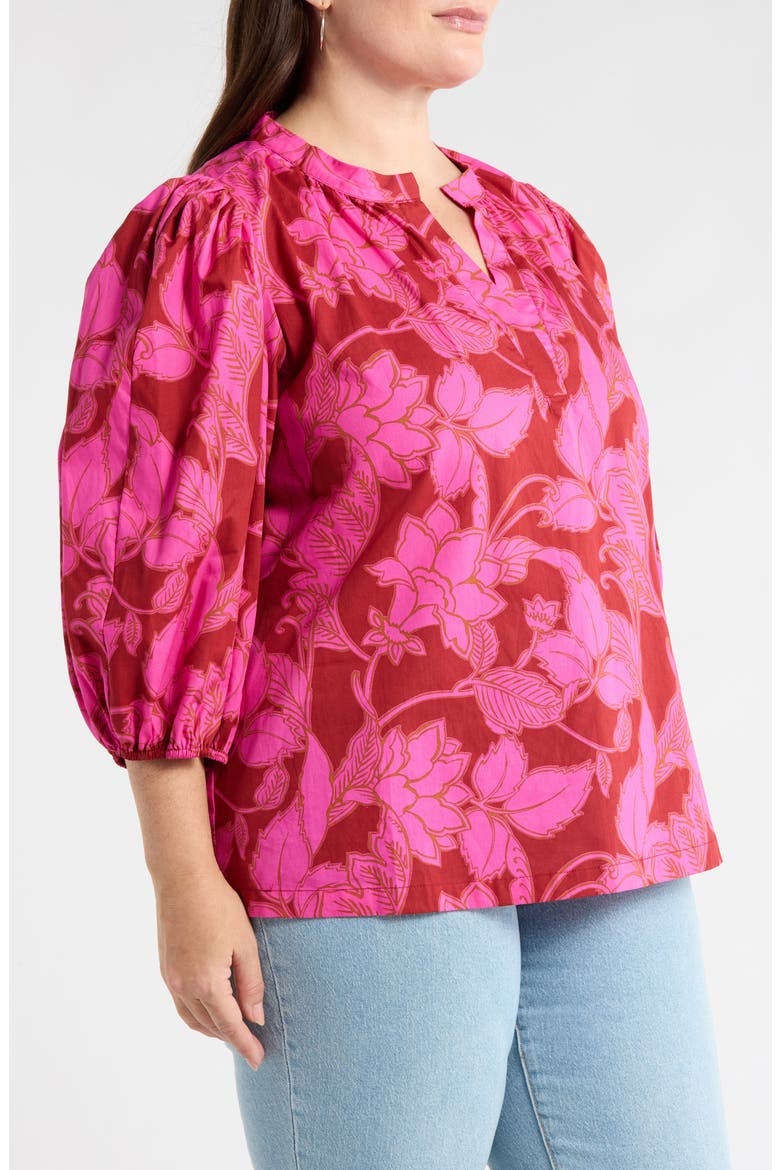 Craney Floral Print Top, Alternate, color, BURG-PINK
