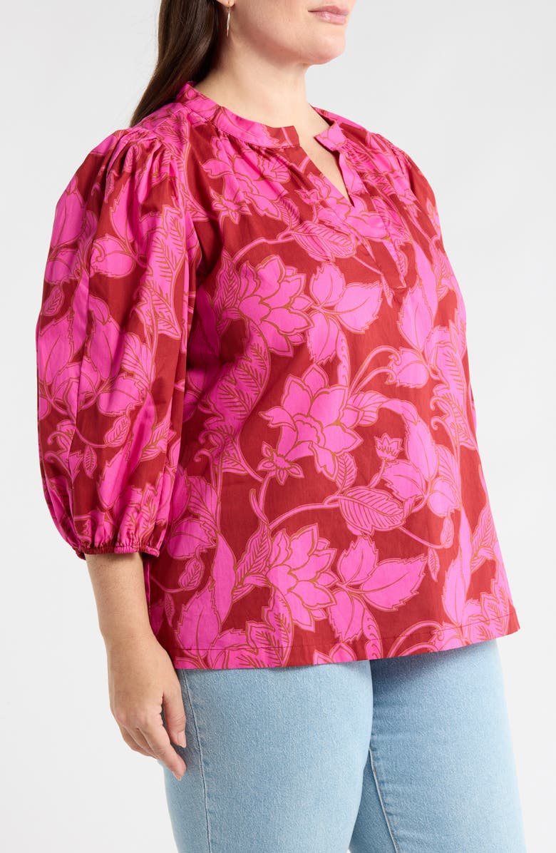 SUGARLIPS Craney Floral Print Top, Alternate, color, Burg-Pink