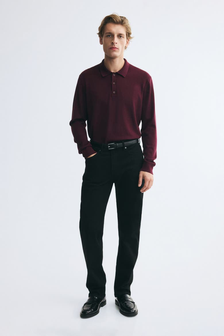 Regular-fit Knit Polo Shirt, Alternate, color, Burgundy