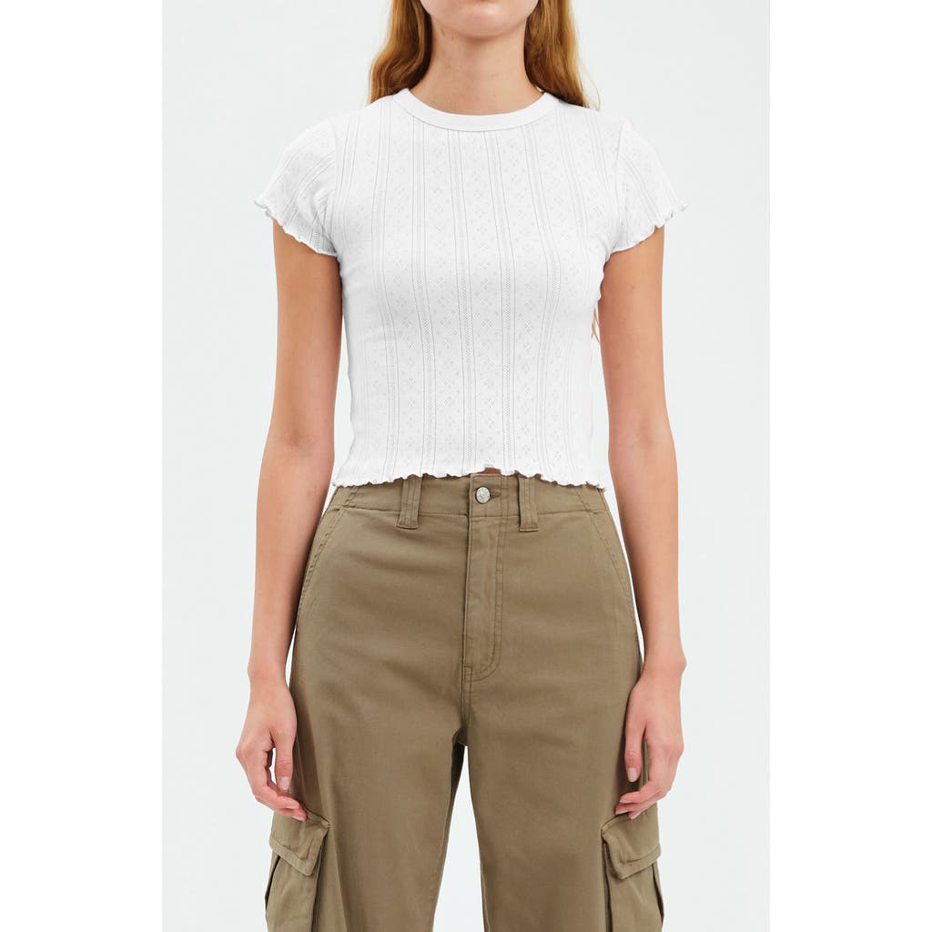 Daze Lily Cotton Pointelle T-shirt In White
