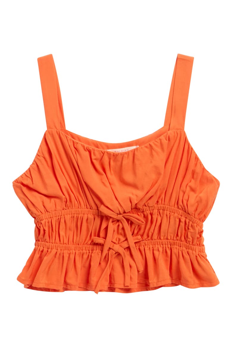 Kids' Bow Front Shirred Peplum Top, Main, color, ORANGE