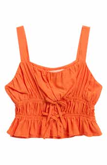 Walking on Sunshine Kids' Bow Front Shirred Peplum Top