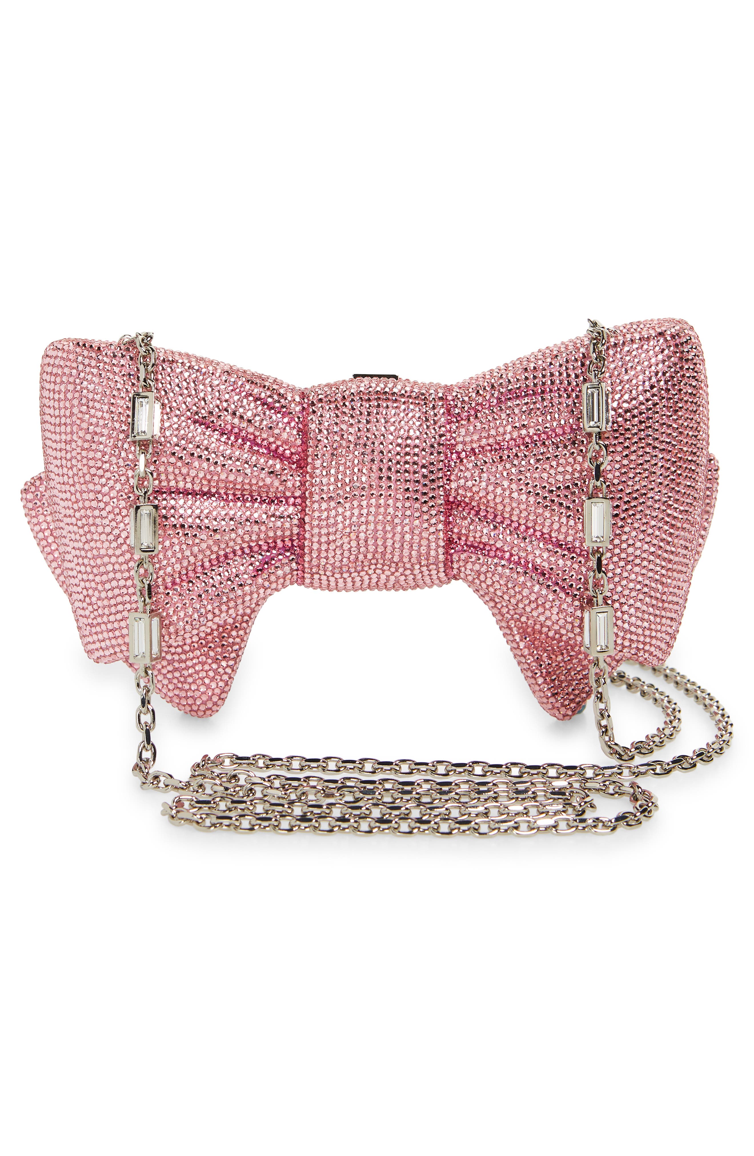 JUDITH LEIBER COUTURE Bow Clutch, Alternate, color, Silver Light Rose Multi