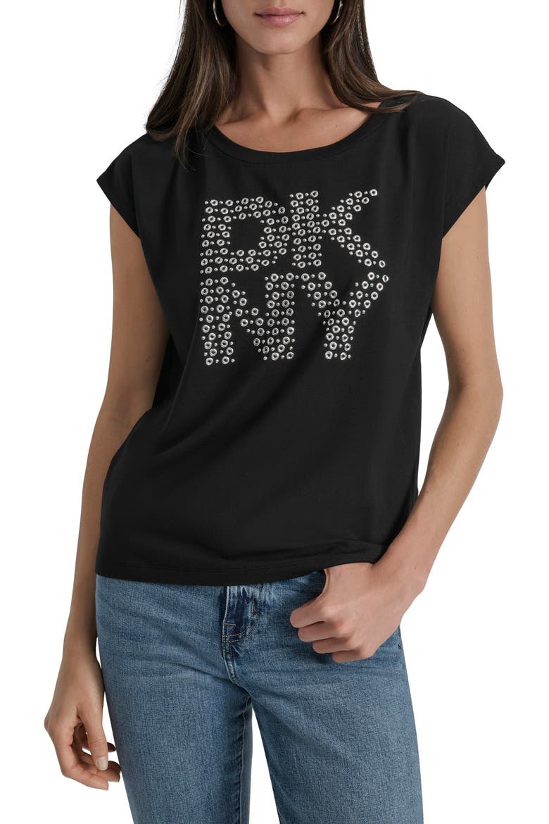 Grommet Logo T-Shirt, Main, color, BLACK