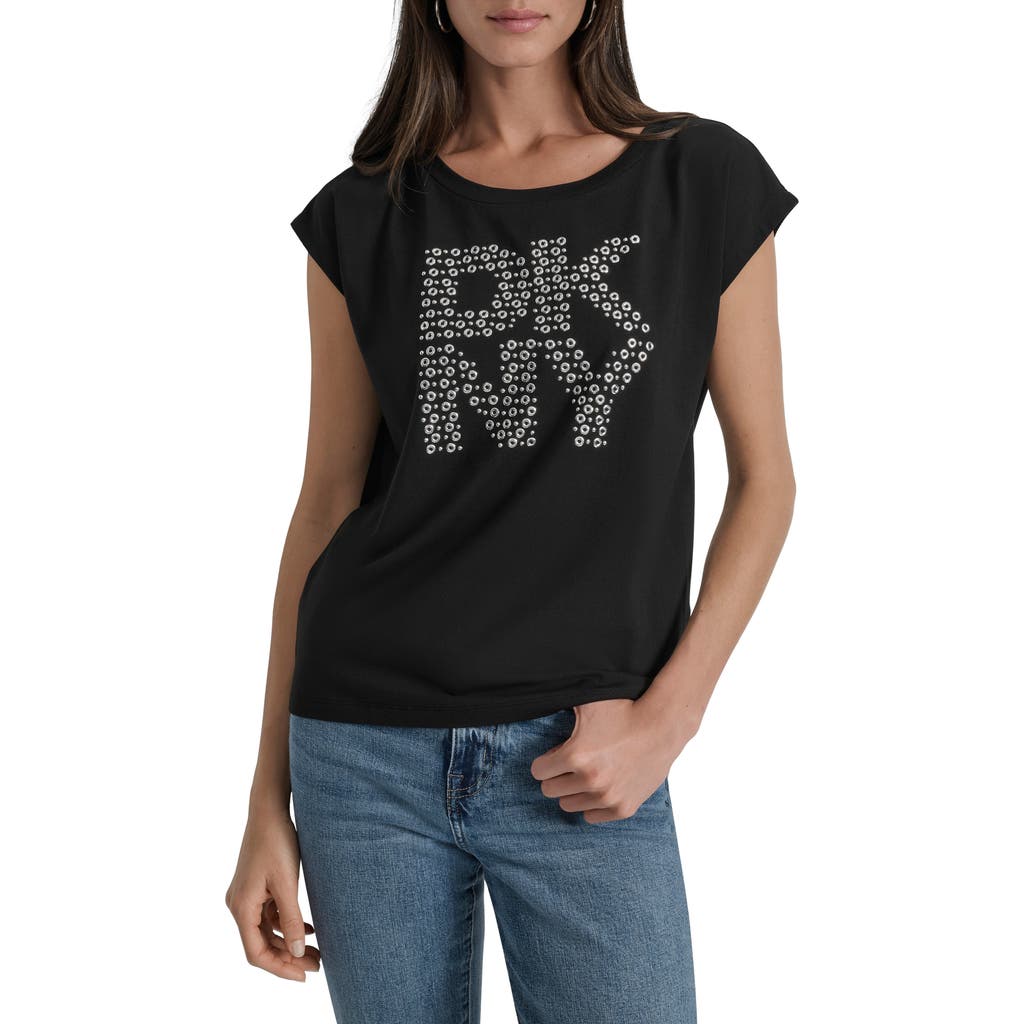 Dkny Grommet Logo T-shirt In Black