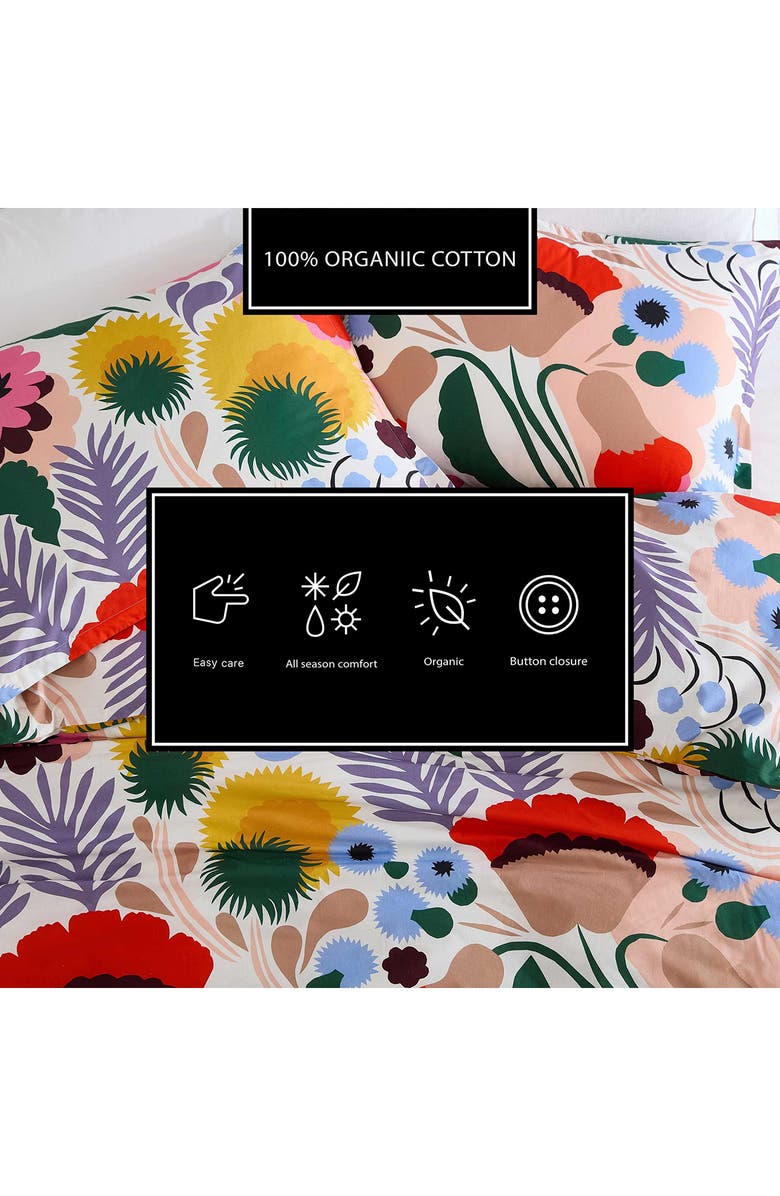Marimekko Ojakellukka Organic Cotton Percale Comforter & Sham Set, Alternate, color, White Multi