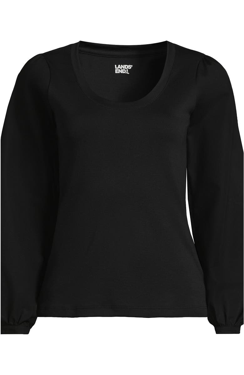 Lands' End Supima Interlock Scoop Neck Blouson Sleeve Top, Alternate, color, 