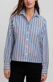 Foxcroft Jodie Stripe Cotton Button-Up Shirt