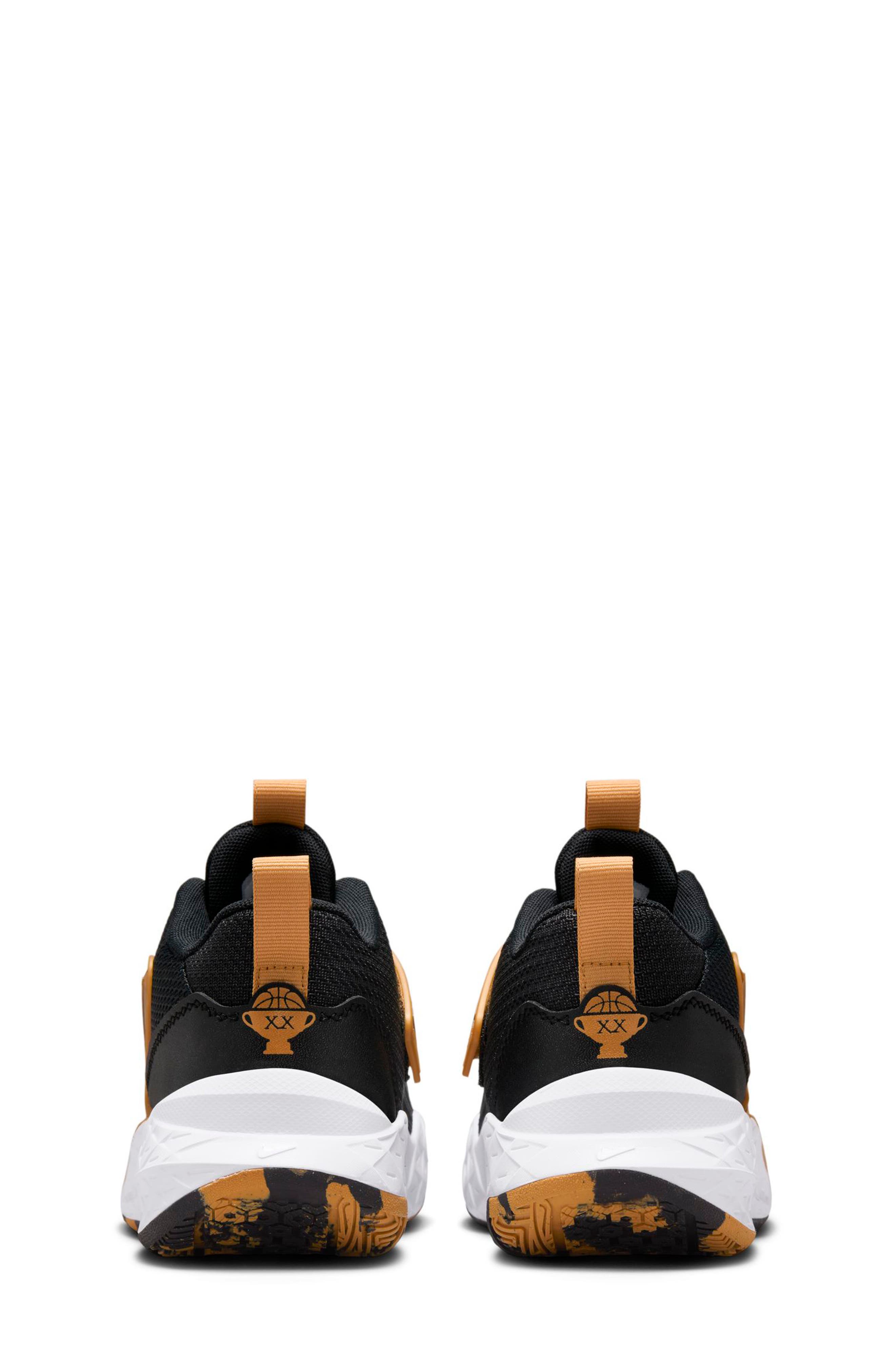 Nike Kids' Team Hustle D 12 Basketball Shoe, Alternate, color, Black/ Metallic Gold/ White