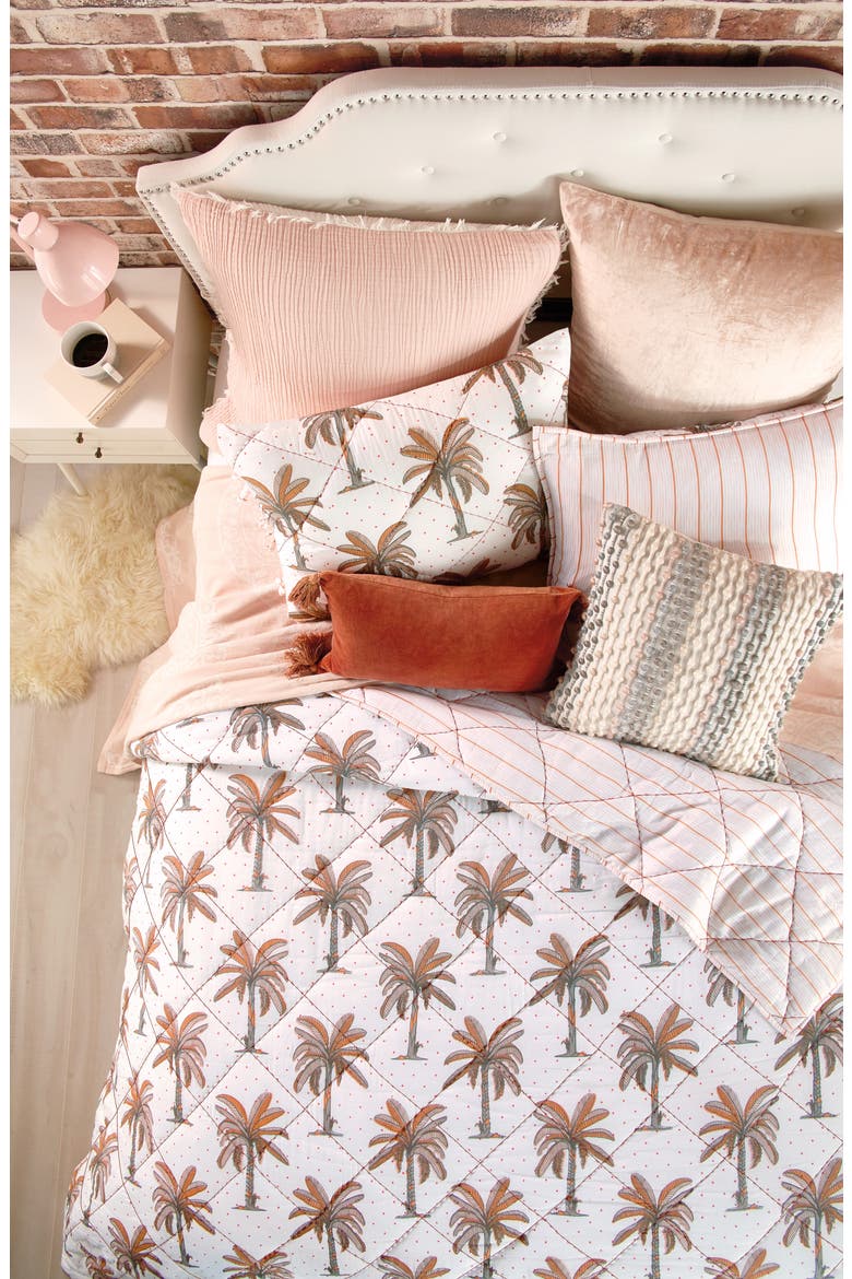 Palm Tree Quilt, Main, color, BLUSH