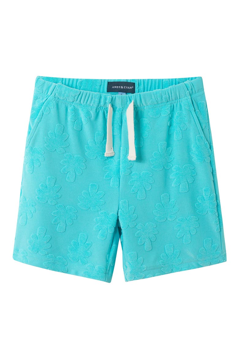 Kids' 2-Piece Terry Cover-Up Hoodie & Shorts Set, Alternate, color, AQUA PALM