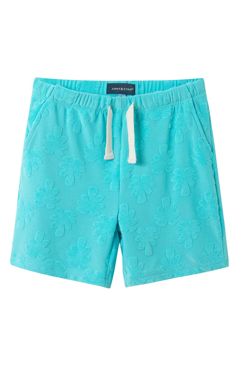 Andy & Evan Kids' 2-Piece Terry Cover-Up Hoodie & Shorts Set, Alternate, color, Aqua Palm