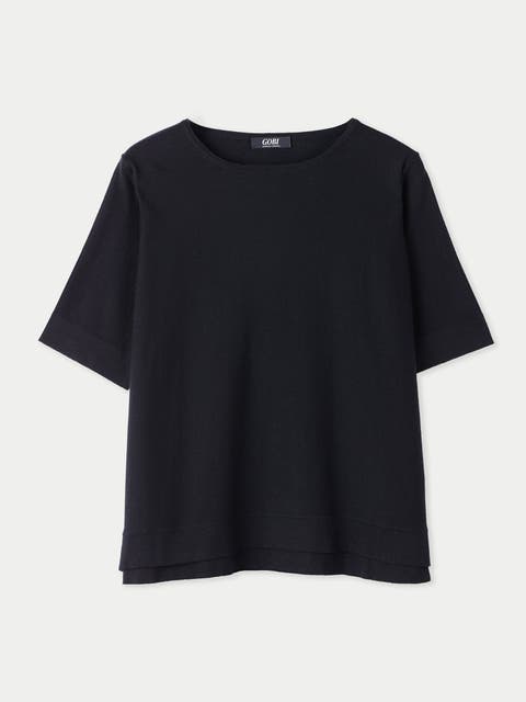 Box-Cut Cotton Silk Cashmere Blend T-Shirt