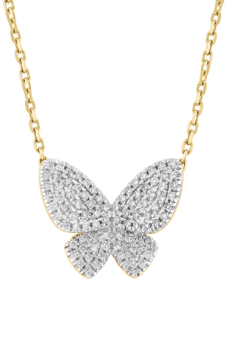 EFFY Pavé Diamond Butterfly Pendant Necklace, Main, color, Gold