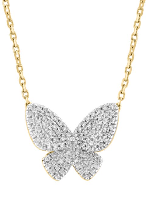 Pavé Diamond Butterfly Pendant Necklace