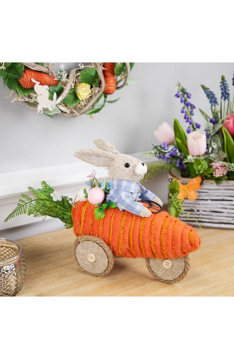 Northlight Boy Bunny with Carrot Car Easter Decoration - 13", Alternate, color, Orange