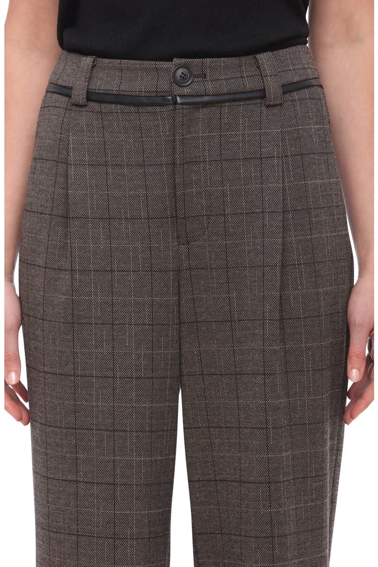 Pleated Plaid Crop Pants, Alternate, color, GREY / TAN WINDOW