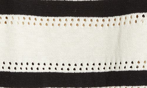 Sanctuary Stripe Open Stitch Elbow Sleeve Cotton Sweater