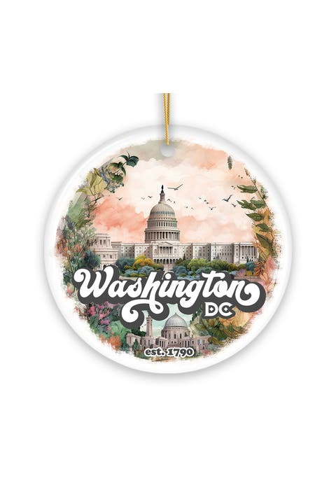 Washington Dc Capitol Watercolor Ceramic Ornament