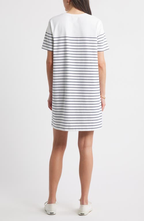 Shop Caslonr Caslon(r) Patch Pocket Stripe T-shirt Dress In White- Navy Blazer Lucy
