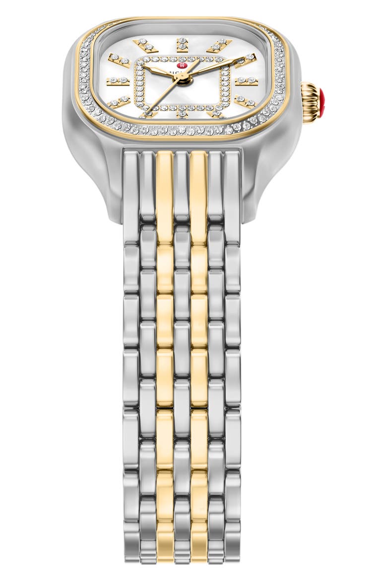 Mini Meggie Mother-of-Pearl & Diamond Bracelet Watch, 23mm x 25mm, Alternate, color, TWO TONE