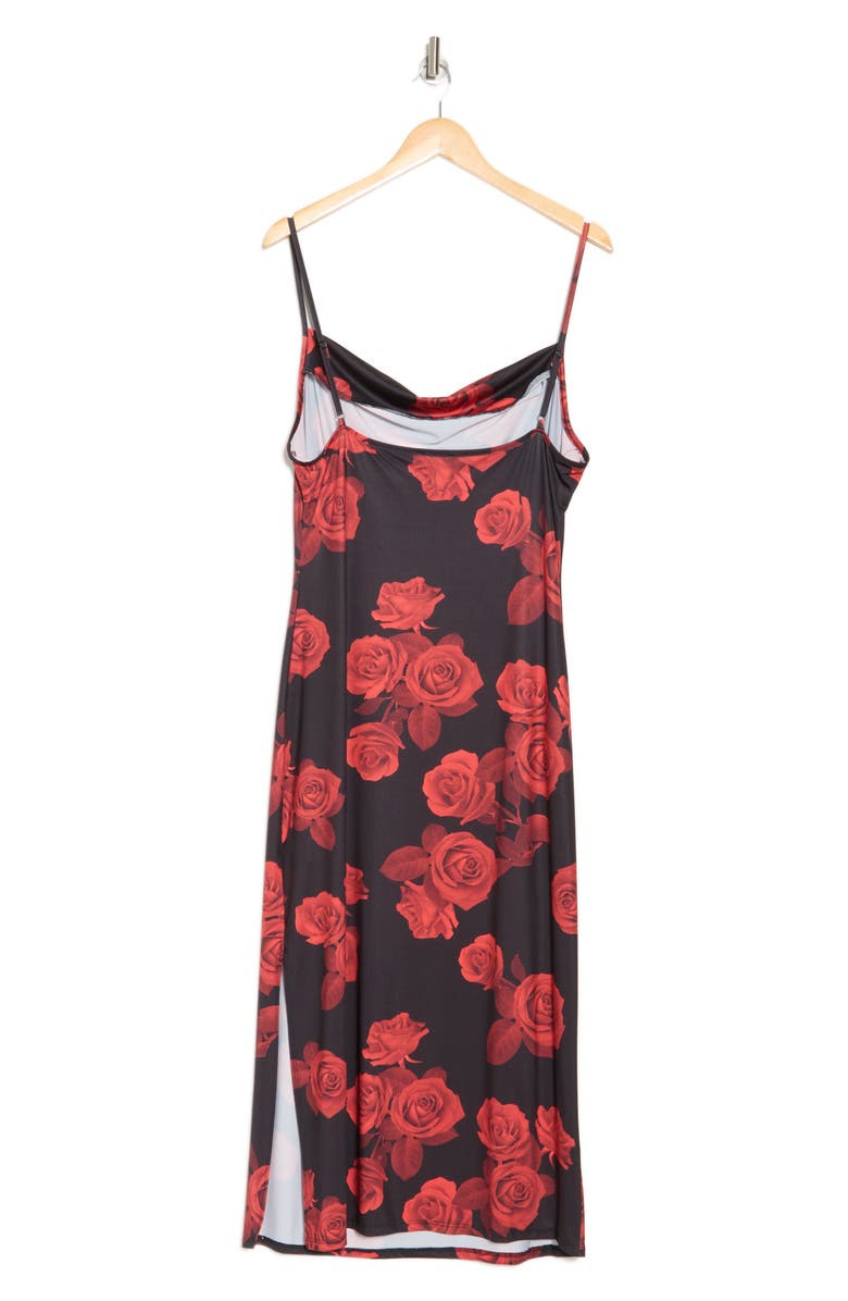 bebe Floral Slipdress, Alternate, color, Black/ Rose