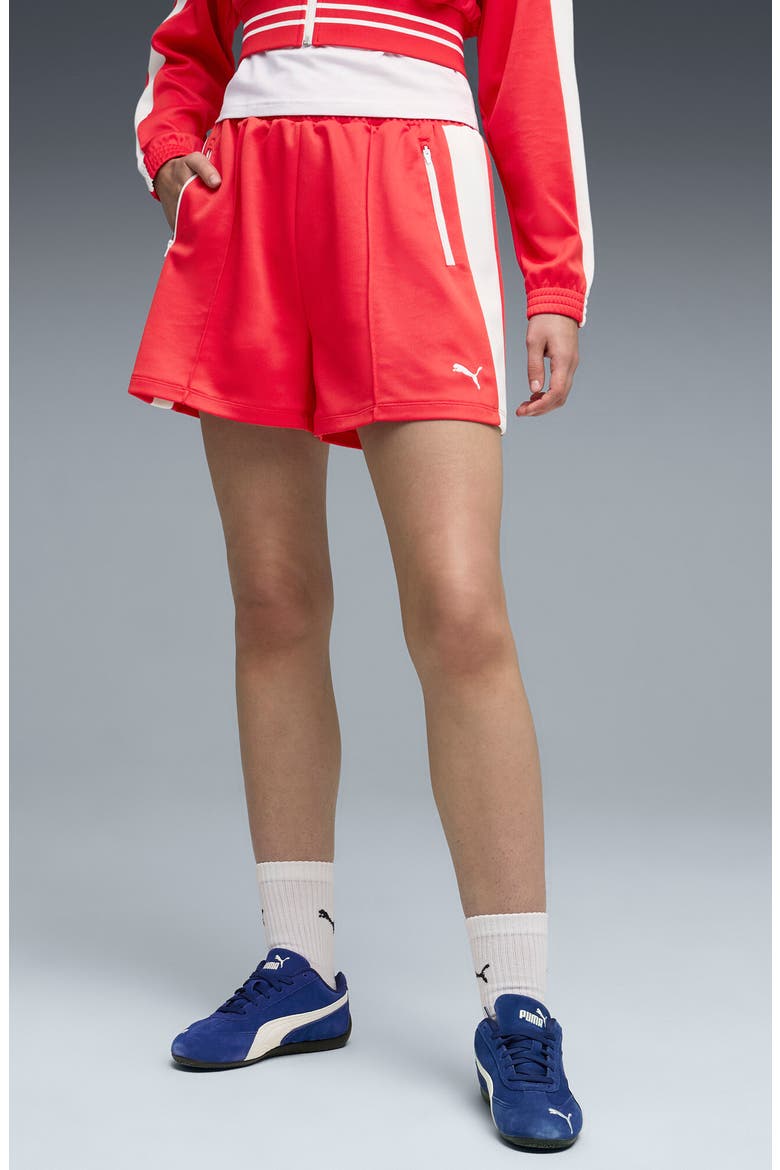T7 Relzed Pintuck Shorts, Main, color, FOR ALL TIME RED