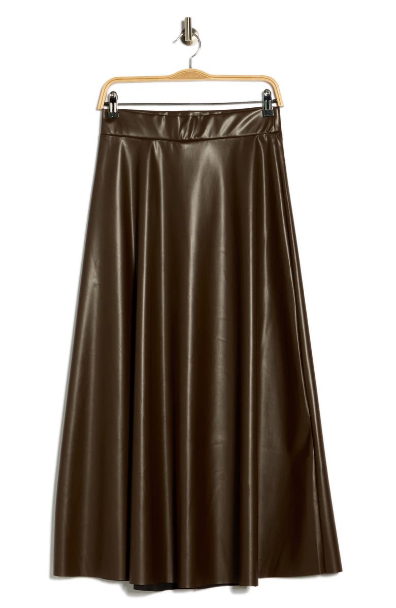 PATRIZIA LUCA Faux Leather Midi Skirt, Alternate, color, Brown