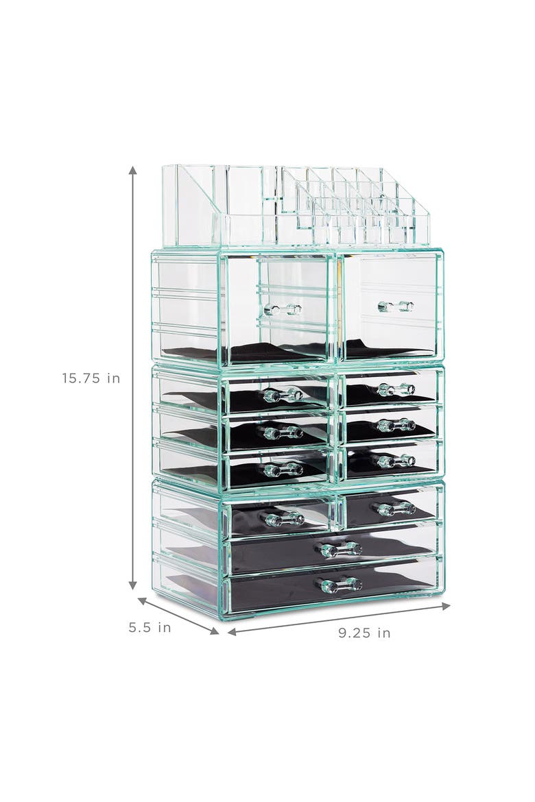 Black Clear Makeup & Jewelry Storage Case, Alternate, color, TEAL