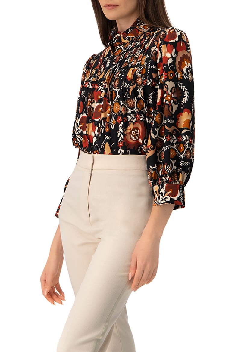 Printed Long Sleeve Shirt, Alternate, color, Multi-Brown