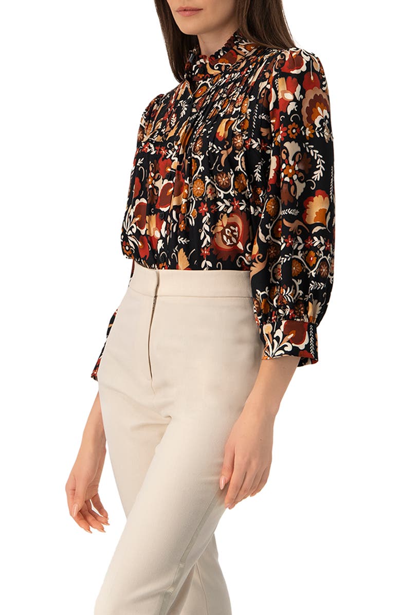 IVONNE Printed Long Sleeve Shirt, Alternate, color, Multi-Brown