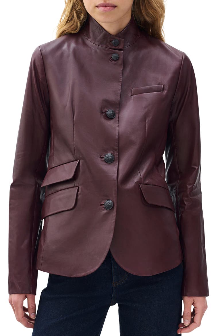 Slade Leather Blazer, Main, color, BURGUNDY