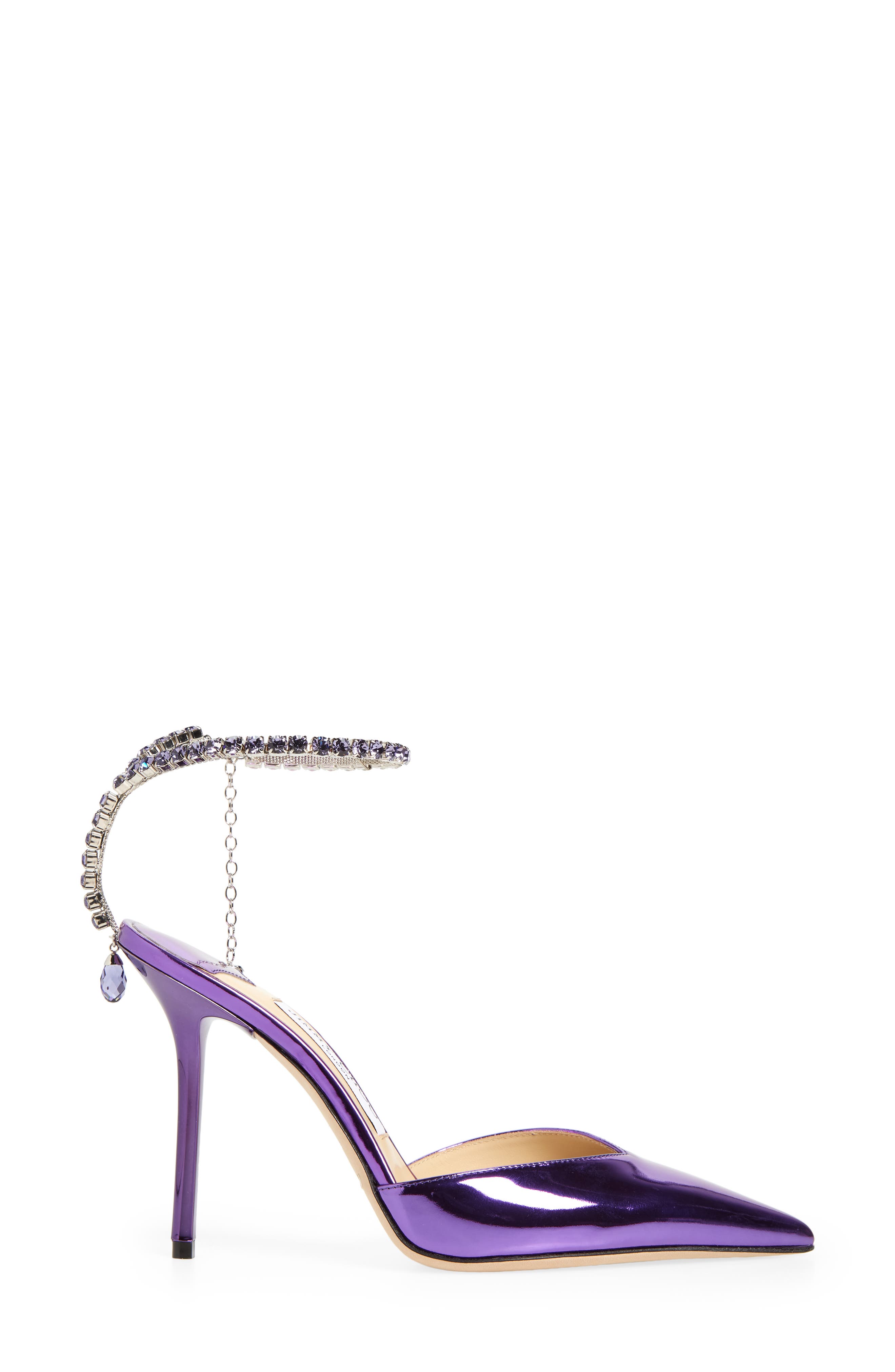 Jimmy Choo Saeda Crystal Ankle Strap Pointed Toe Pump, Alternate, color, 
